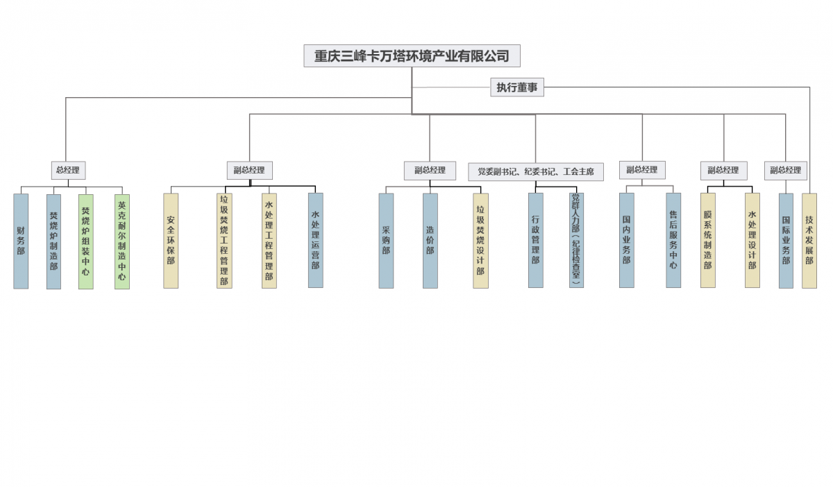 重慶三峰卡萬塔環(huán)境產(chǎn)業(yè)有限公司組織架構(gòu)圖2025